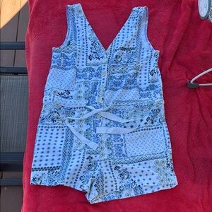 Blue Patterned Romper